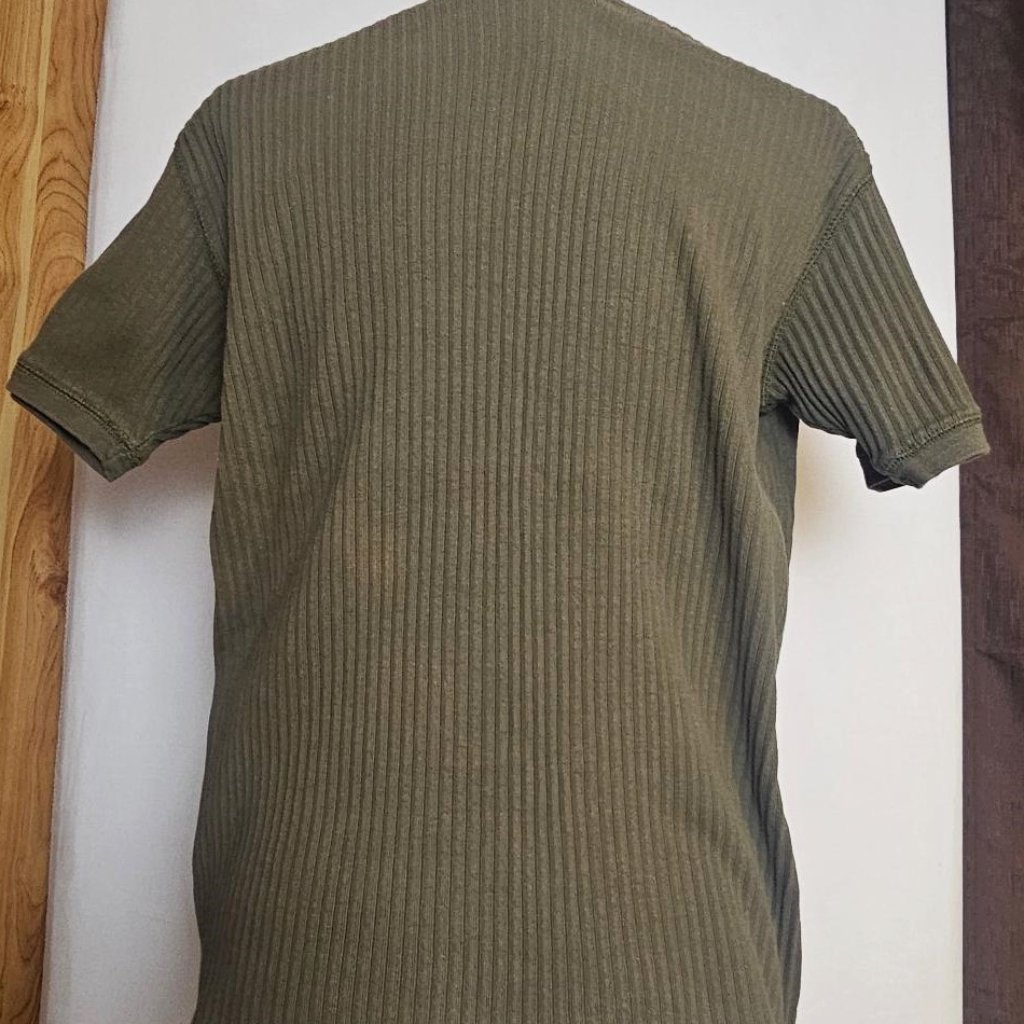 Vintage Ferruche Men's T-Shirt 90s Ribbed Skater Knit Crew Neck Stretch Green Xl